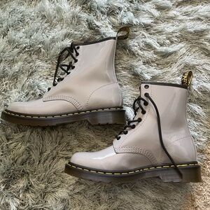 Dr. Martens Grey Patent Leather 1460 Boots